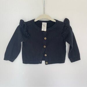 Carter's Black Knit Baby Sweater Cardigan with Ruffles & Gold Buttons size 3M
